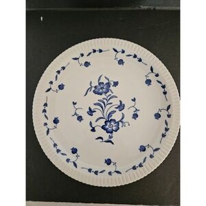 Three Syracuse China Nantucket Blue White Floral Dinner Plate Ribbed Edge USA